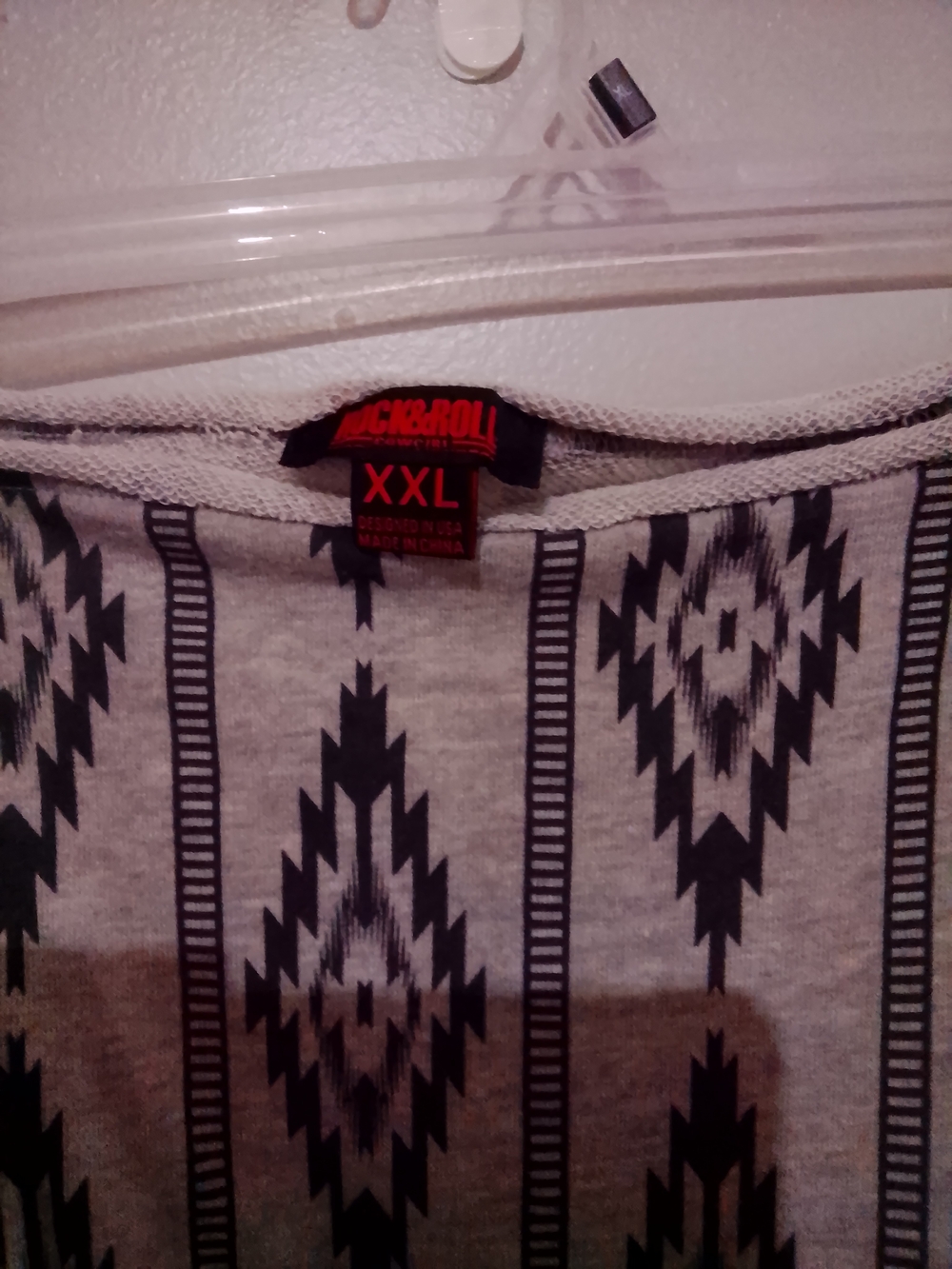 Rock & Roll Denim XXL Grey Aztec-Print Pullover Hoodie